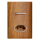 Conjunto Interruptor Simples + Tomada 10A  4x2 - Novara Cumaru Cromado